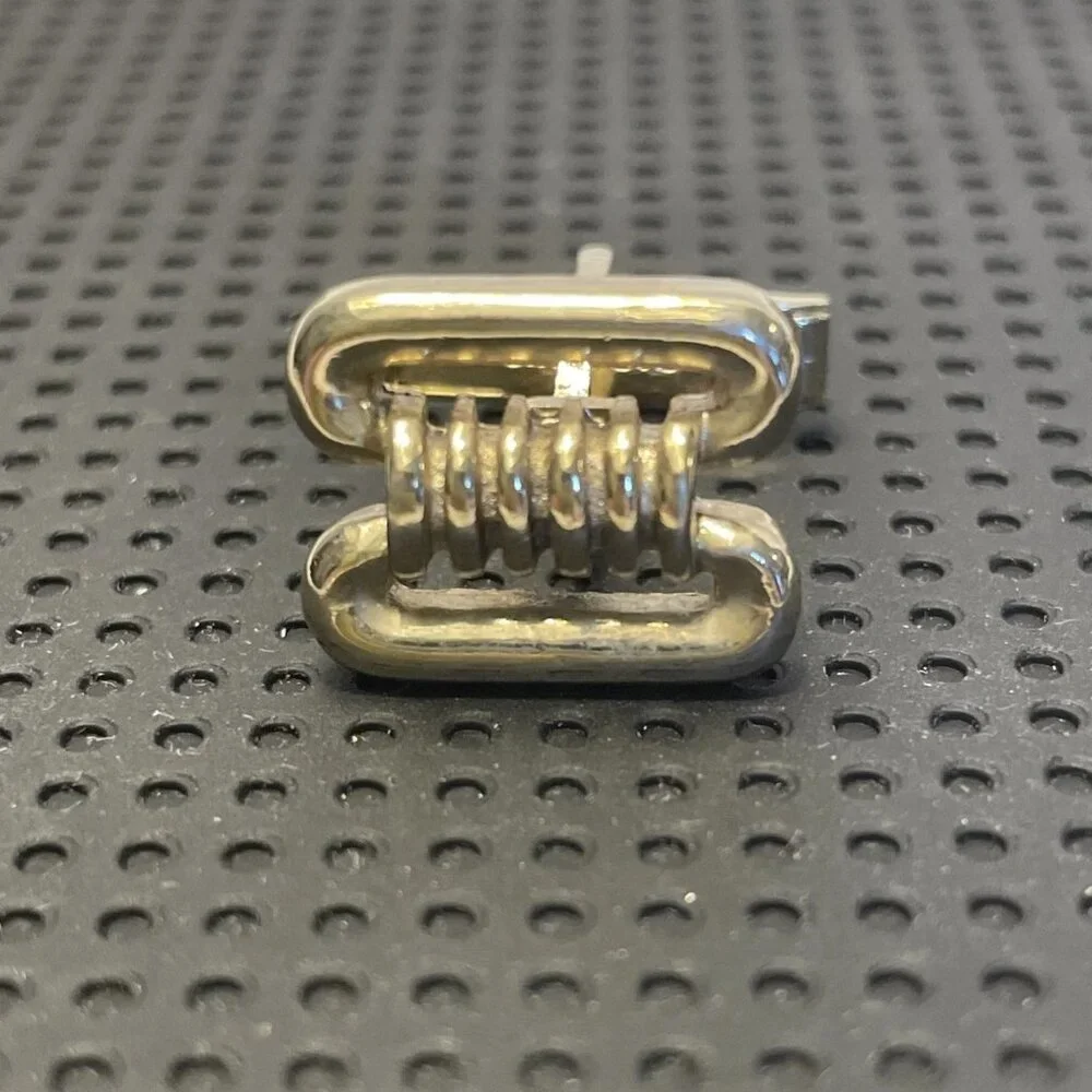 Vintage Silver Tone Barbed Wire Mens Cufflinks Wound Coil Inside Rectangle Frame